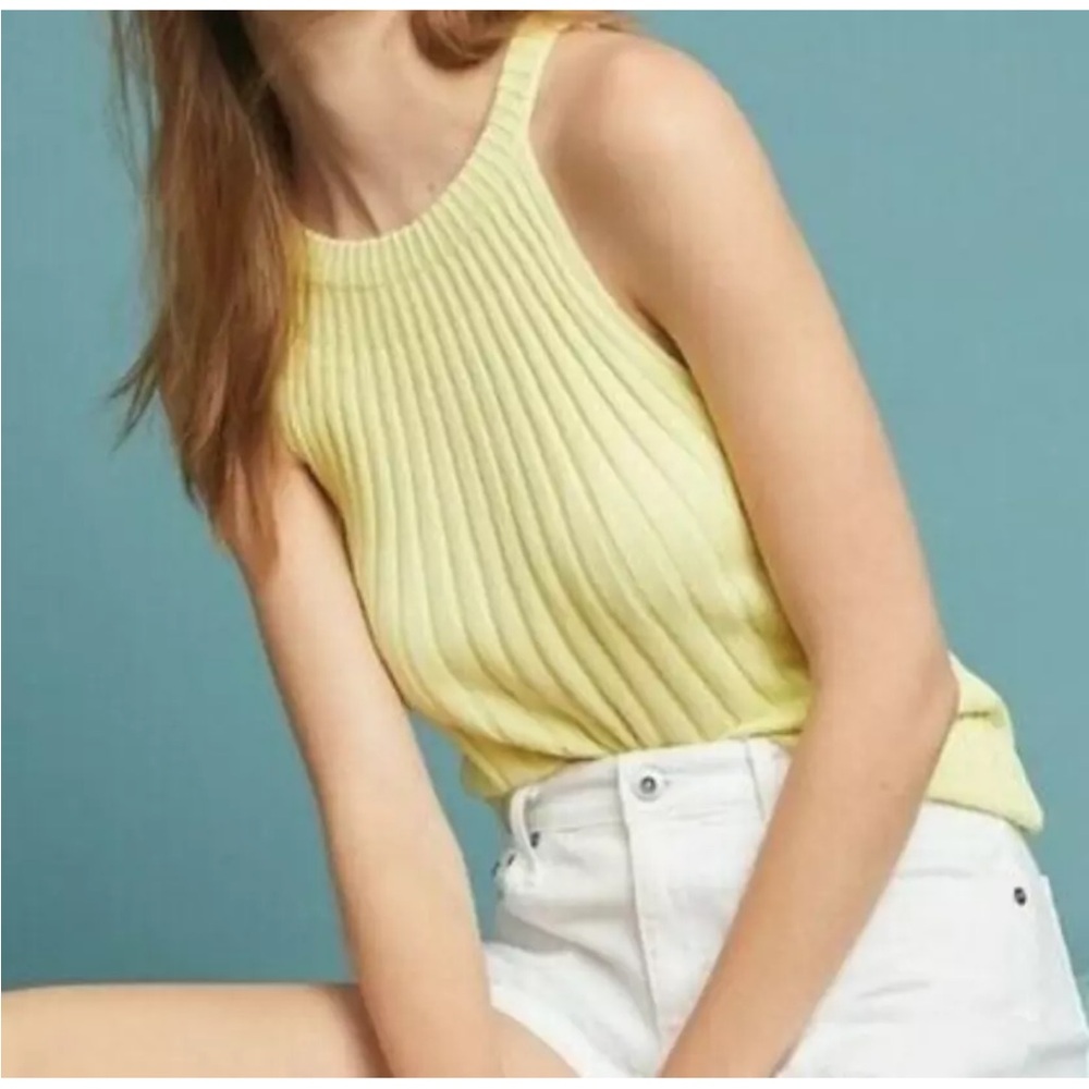 Anthropologie Zadkine Yellow Ribbed Tank Sweater XS